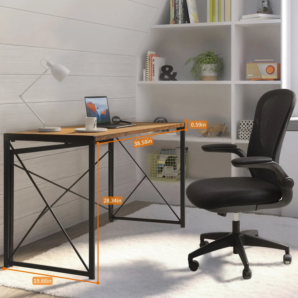 40 Writing inches Simple Lacoo Brown Study Desk Home Office Modern Desk,