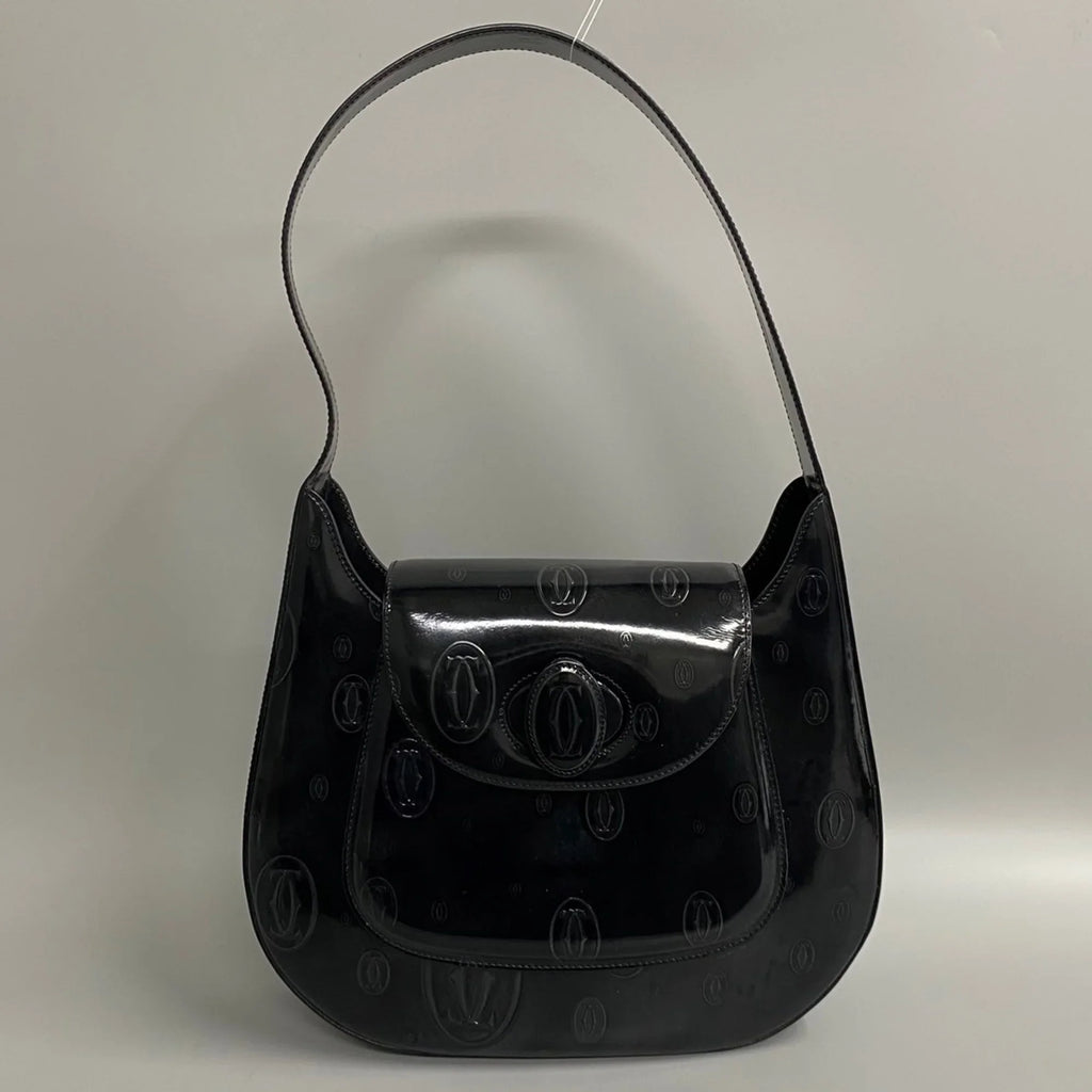 Happy Black Birthday Patent (Good) CARTIER Leather Handbag Pre-Owned Turnlock 19374