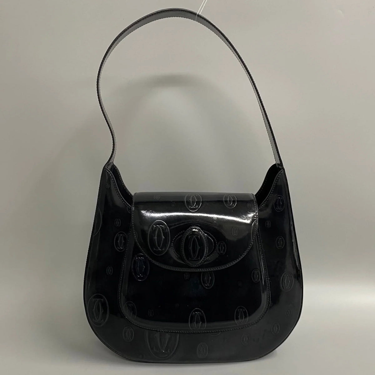 Happy Black Birthday Patent (Good) CARTIER Leather Handbag Pre-Owned Turnlock 19374