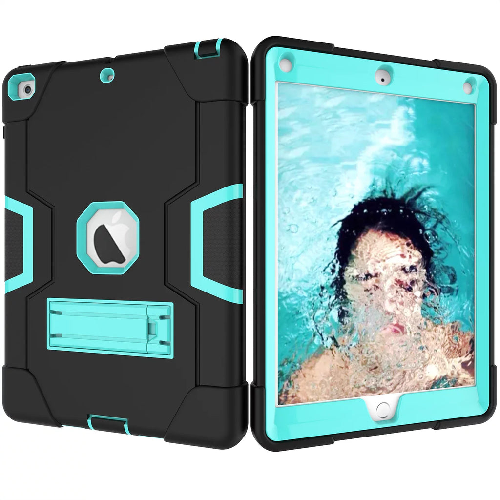 Armor 2018 A1823 2017/2018 Protective for Allytech 6th/5th 9.7 Layer Defender for 2017,iPad New (Black/Aqua) A1954 iPad Case,Three 9.7 A1822 Cover Apple Case iPad Shockproof Generation Case A1893