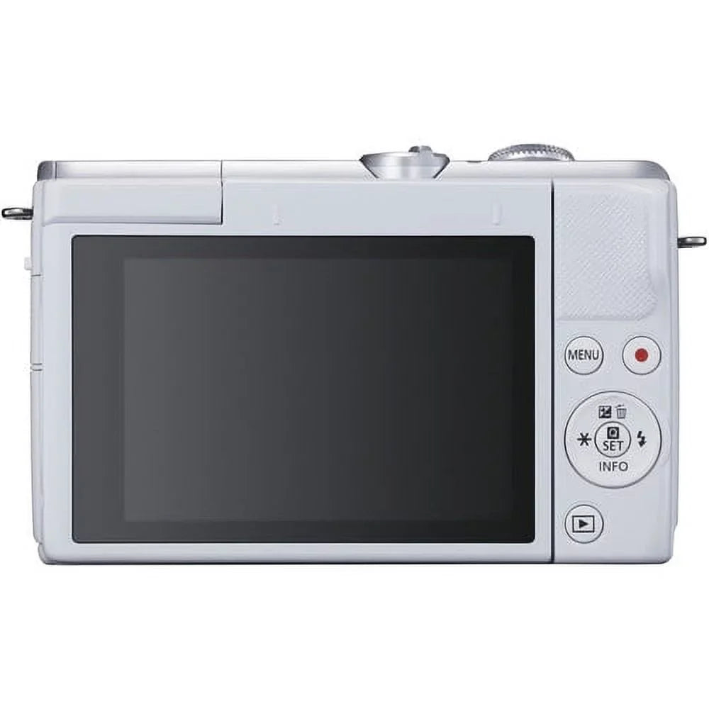 More Memory 64GB + Camera with EOS + Mirrorless Tripod + with 15-45mm (White) 2x Digital Canon Cards Battery Lens Kit Spare M200