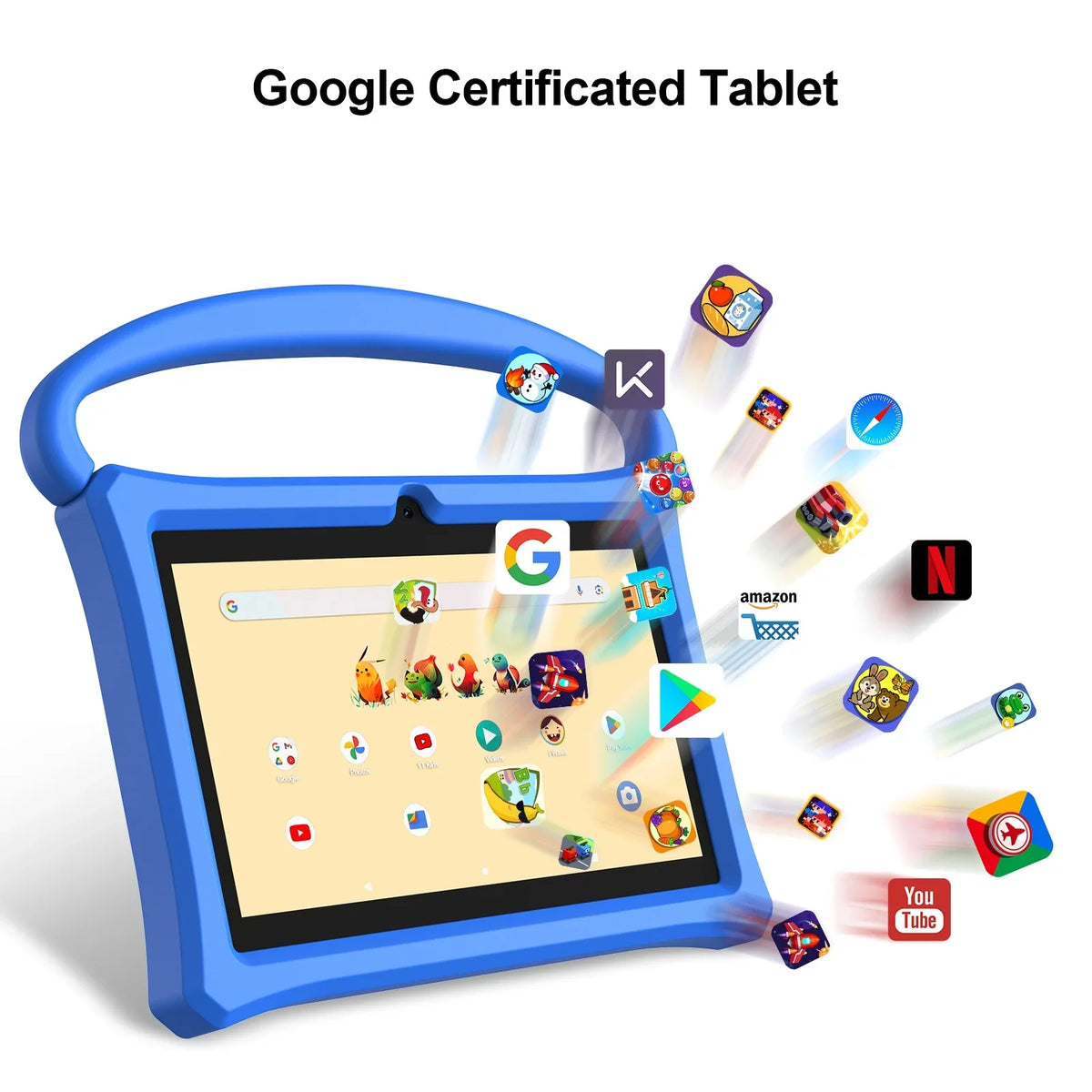 for Protective Kid-Proof Apps Parental Android 32GB Tablet, 2GB BAKEN 11 Case, Tablet Google Play(Blue) Tablet, Learning 7 Children Bluetooth, Toddlers Pre-Installed Control RAM inch ROM, Kids WiFi6,