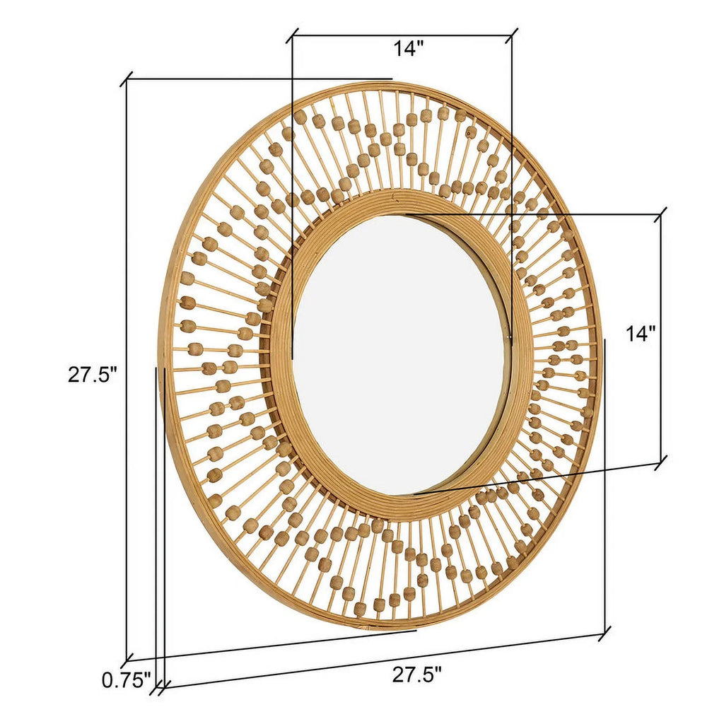 Sahara Bamboo Sunbeam Frame Mirror Wide Wall Round