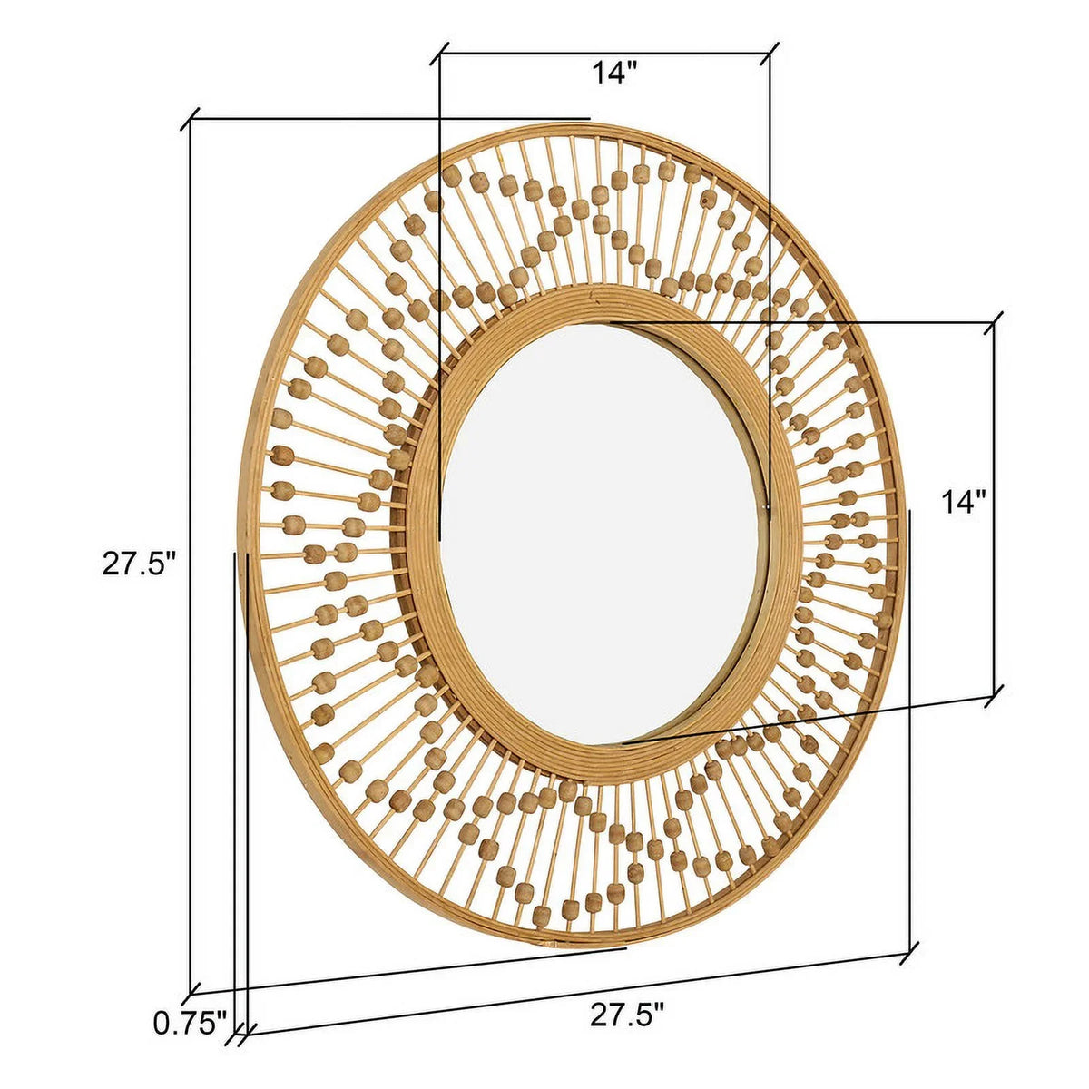 Sahara Bamboo Sunbeam Frame Mirror Wide Wall Round