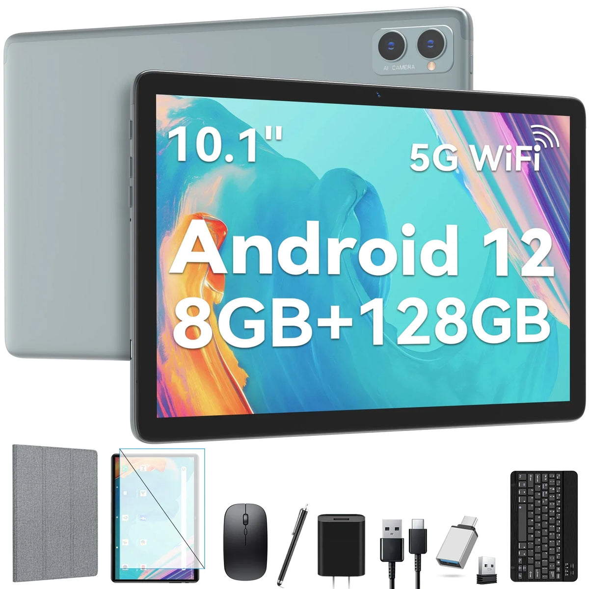 Keyboard Expandable,Octa-Core Tablet Tablet Stylus,5G Android 128GB Processor,2024 inch Wireless Newest ROM 10.1 RAM Storage,Android Case 12.0 Tablet,8GB Tablet,1TB with Mouse Tablet WiFi