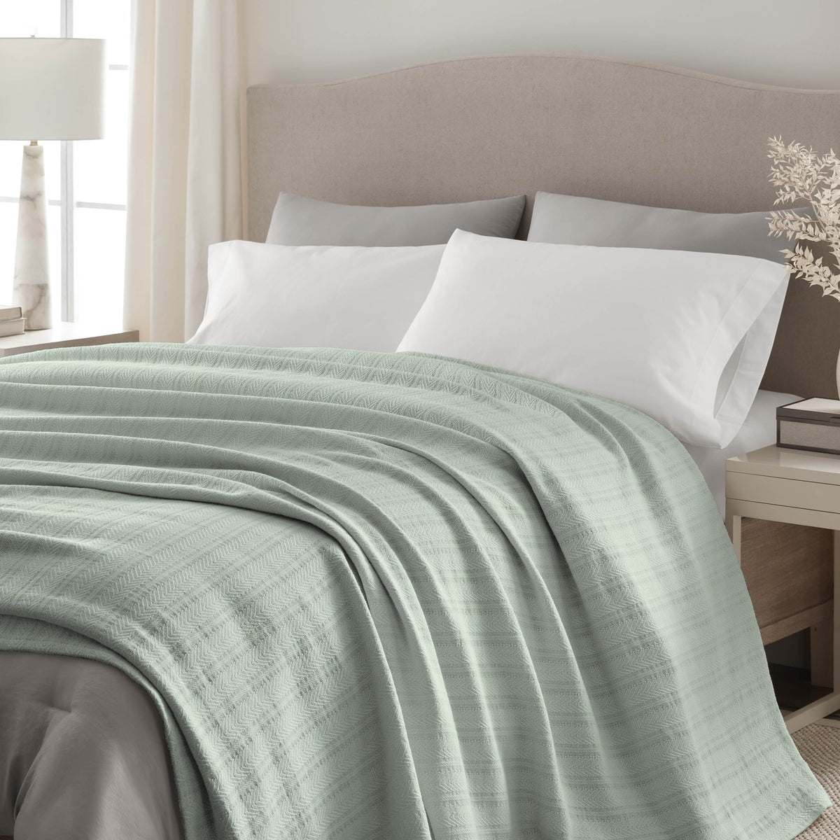 (90x90 Blanket Vellux - & Breathable, Cozy Quality Thermal Grey) Lightweight Size for Layering All 100% Queen Perfect Blanket Sofa Bed, Season Inch & Cotton Hotel Soft, Couch - Light Blanket -