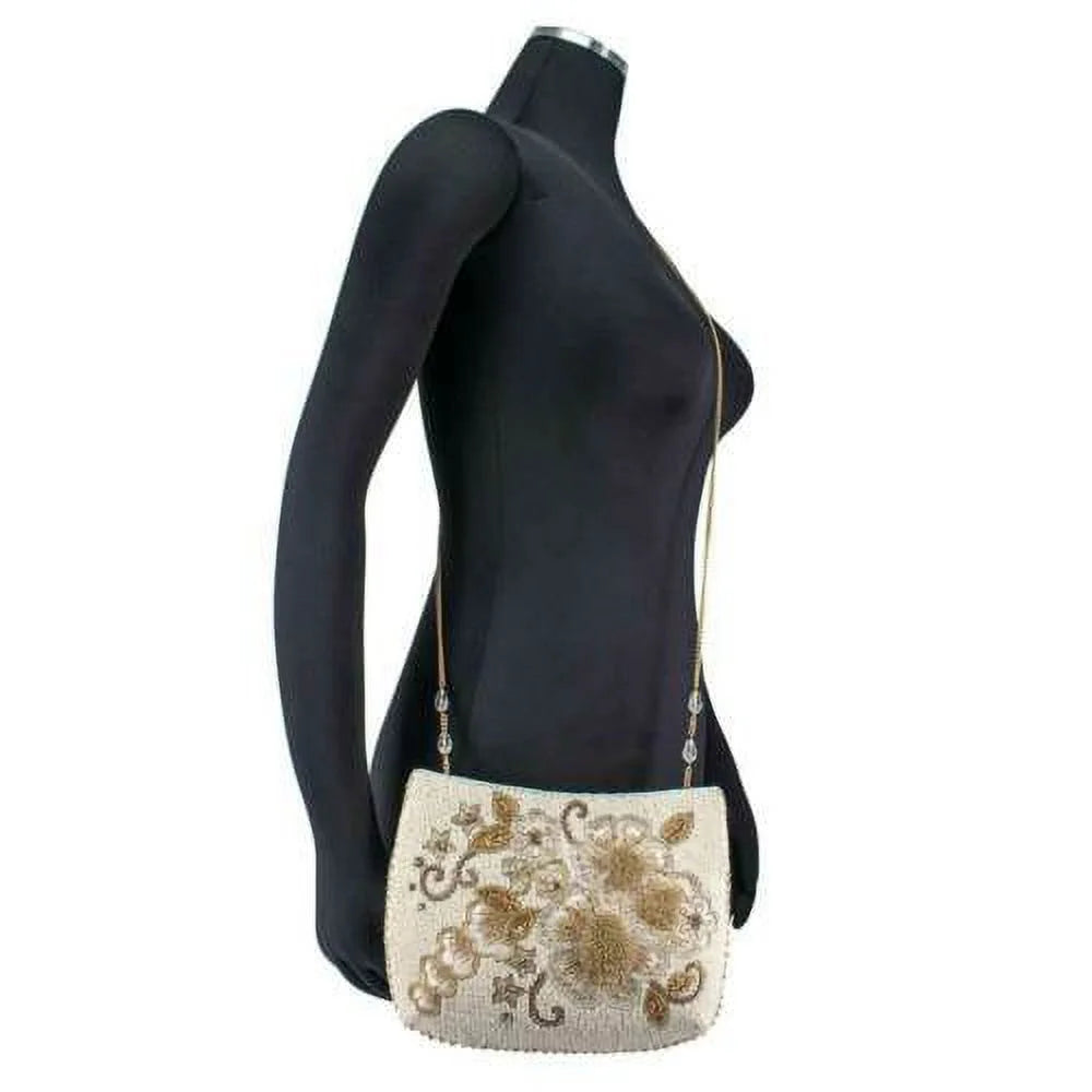Bridal Crossbody Bride Clutch Mary Frances White Radiance Handbag Bag Beaded NEW