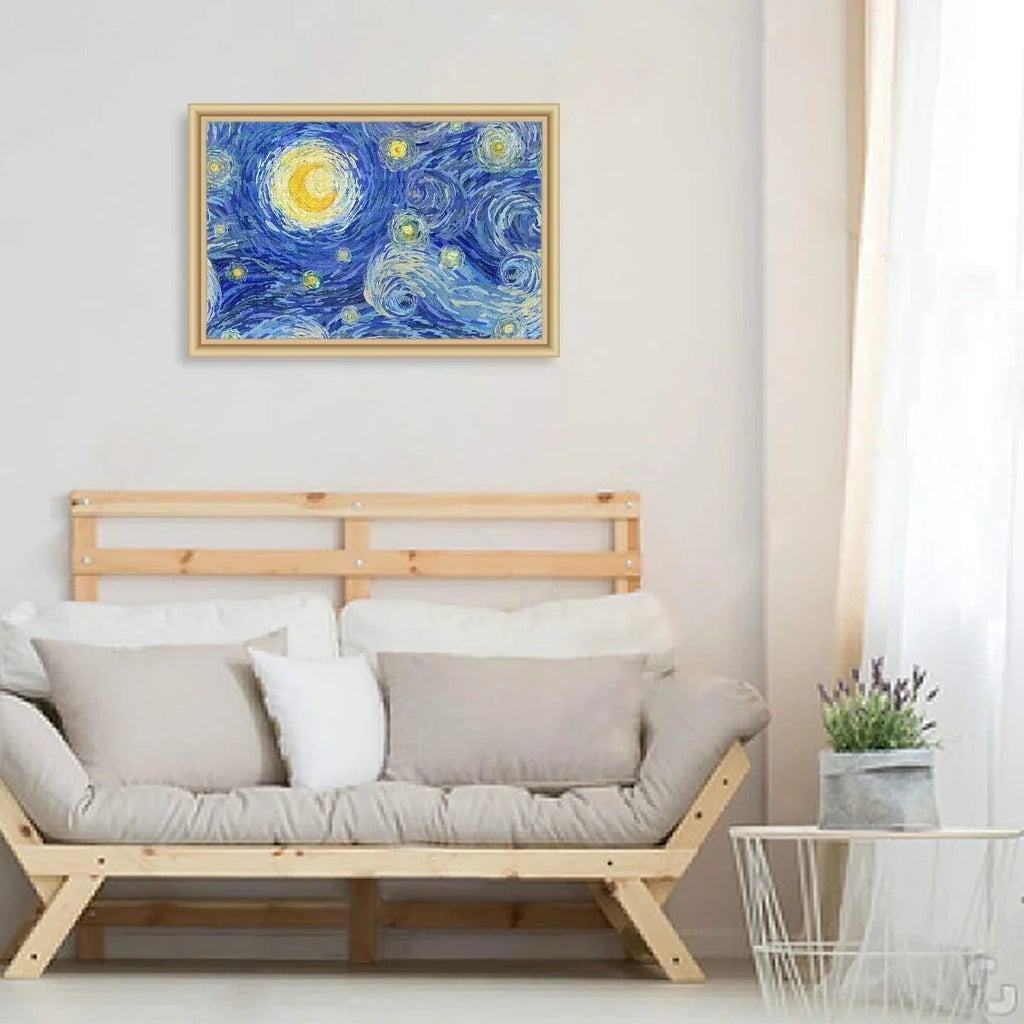 Adults Puzzles Print Cloud Stars Starry Swirly Kids Puzzle Wellsay Glowing Style Moon Sky Jigsaw Van DIY Night Gift 1000 Gogh Pieces for