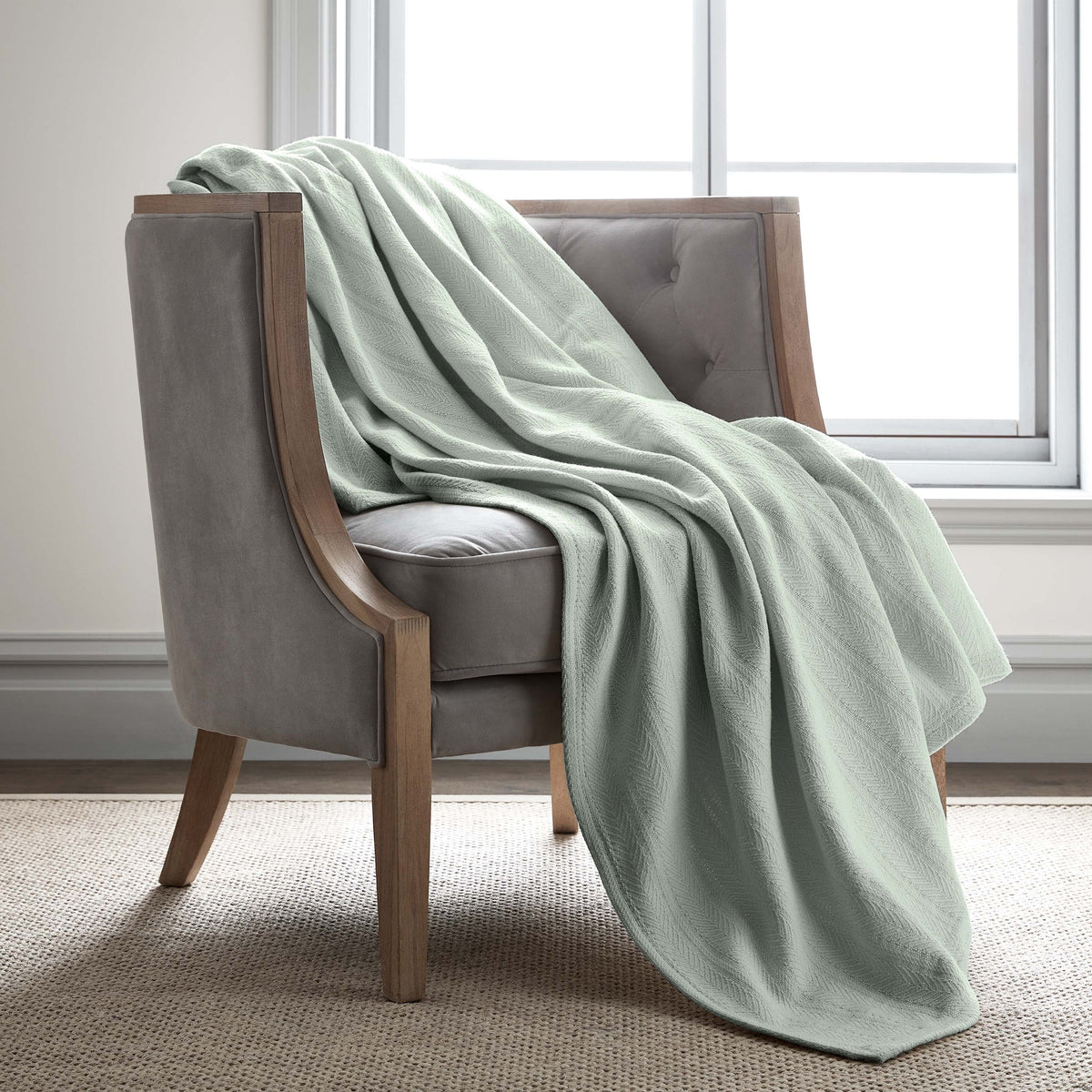 (90x90 Blanket Vellux - & Breathable, Cozy Quality Thermal Grey) Lightweight Size for Layering All 100% Queen Perfect Blanket Sofa Bed, Season Inch & Cotton Hotel Soft, Couch - Light Blanket -