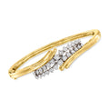 Pre-Owned Bangle Ross-Simons 14kt Bypass t.w. Women's, 2-Tone ct. 1.80 Gold, Adult, Vintage in Diamond Bracelet 1980 C.
