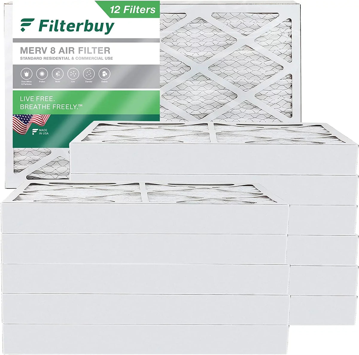 Air Furnace Pleated AC Filters MERV Filterbuy 16x25x4 8 HVAC (12-Pack)