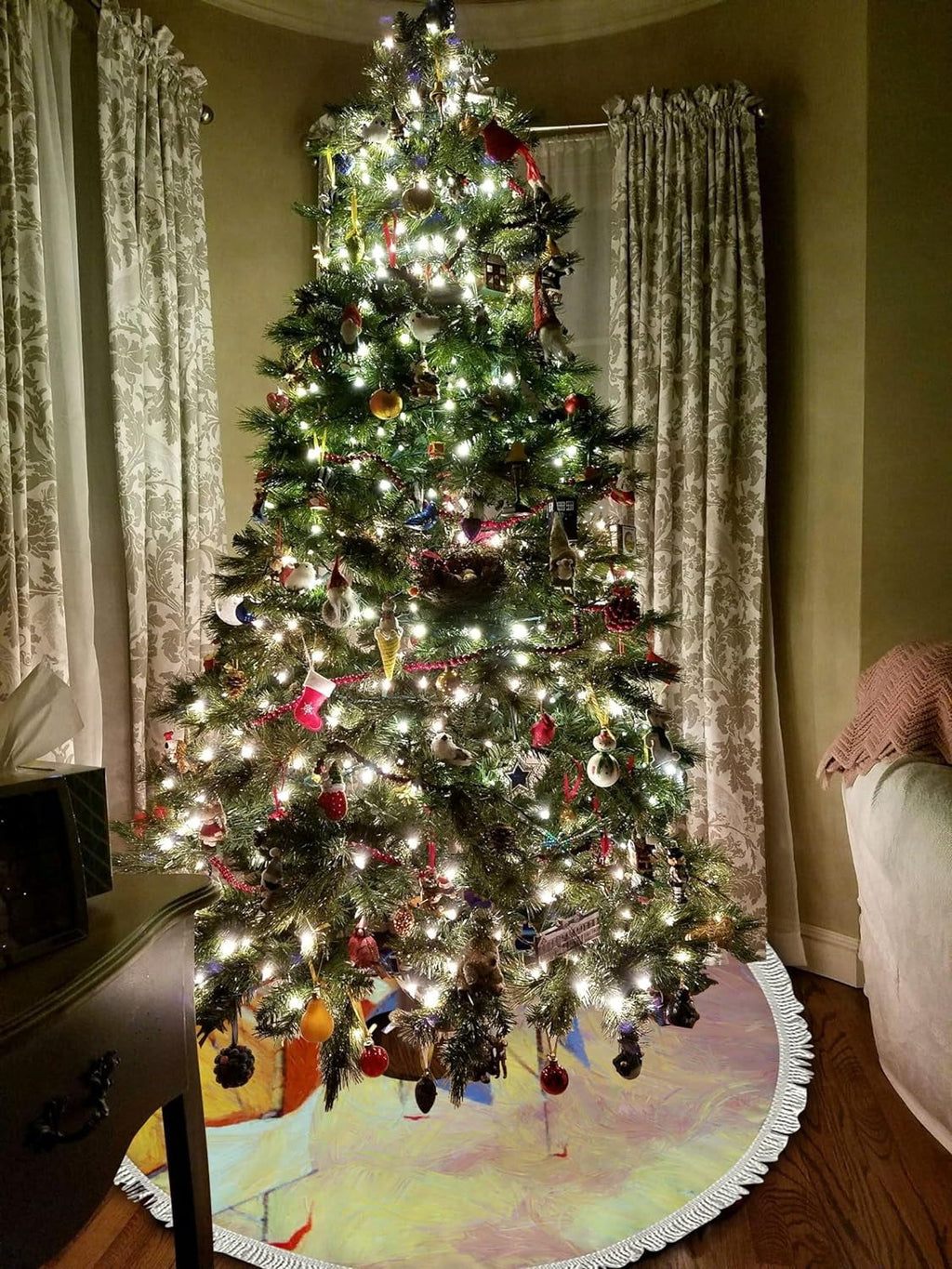 Decor All Mat Wellsay Tree Landscape Xmas Slim Boats inch, with Farmhouse Season Sea Wedding Party for Tree Decorations Christmas Tree Ornaments Skirt 30 Tassel Holidays Fishing