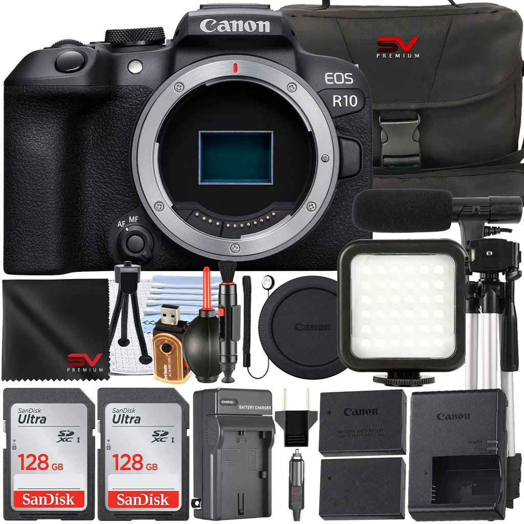 SanDisk 128GB (Body Card + EOS Flash Only) Case + Camera Bundle LED Mirrorless Canon Accessory with Memory Pack R10 Premium + 2 SV