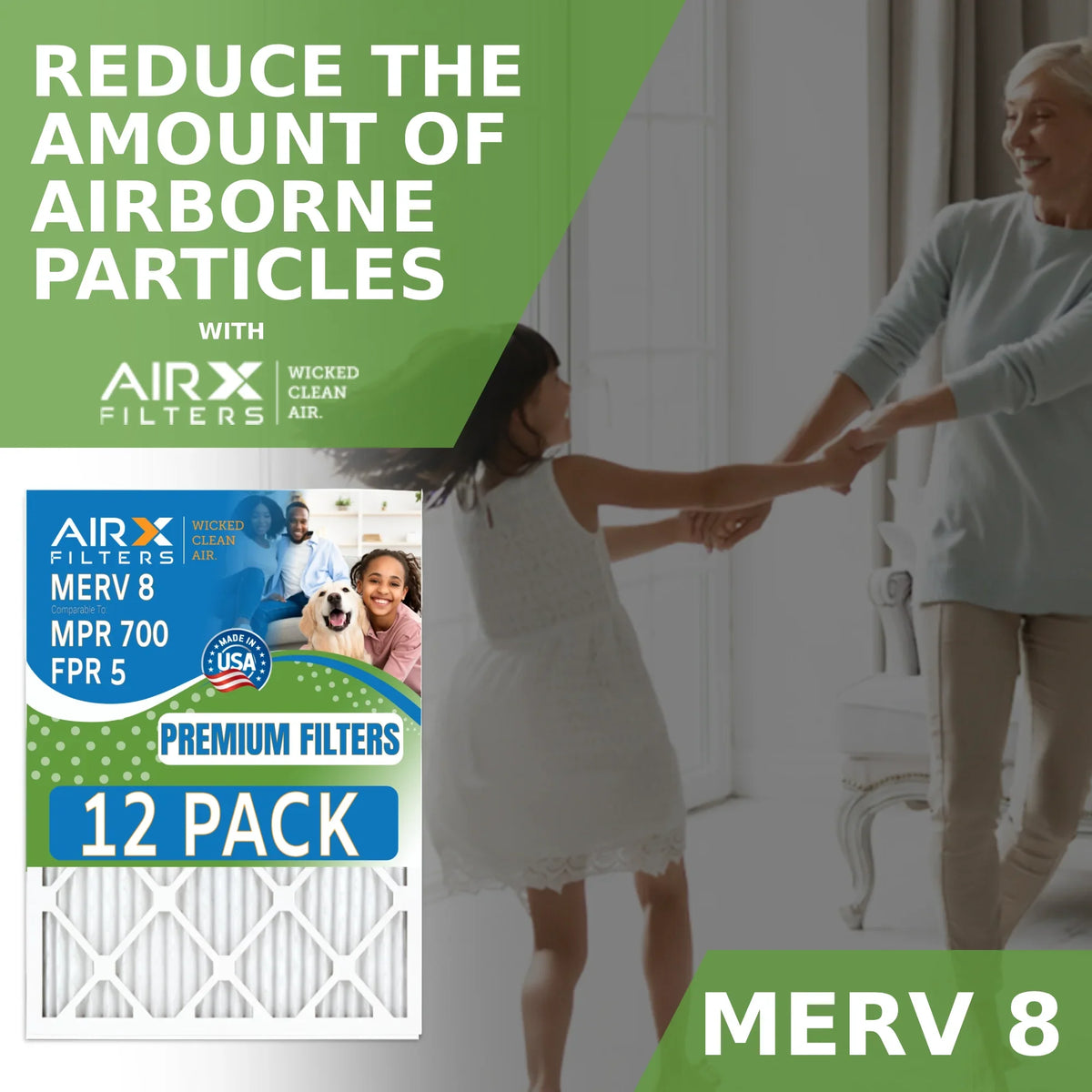 of AIR. 700 by Filters FILTERS Comparable 8 MPR AIRX in CLEAN 12 MERV Made - Filter WICKED USA & 12x30x1 Air 5 Rating, Pack Furnace to FPR