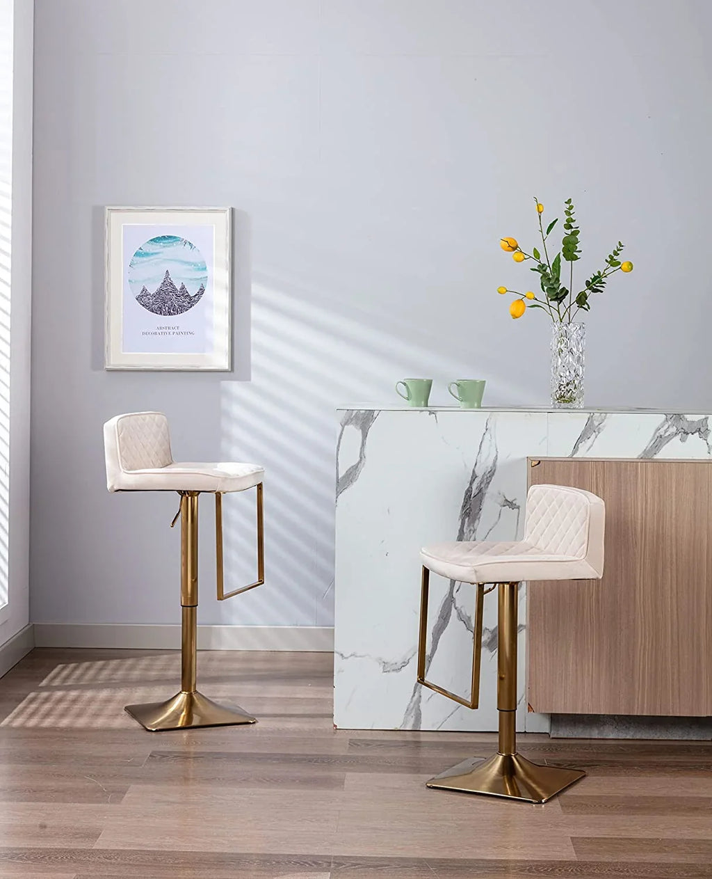 Stools Chairs Set Modern xrboomlife for of Height para Barstools Island Counter Gold Chair Stools cocina barra (Ivory Stools Adjustable Height Velvet sillas Kitchen de Island Swivel