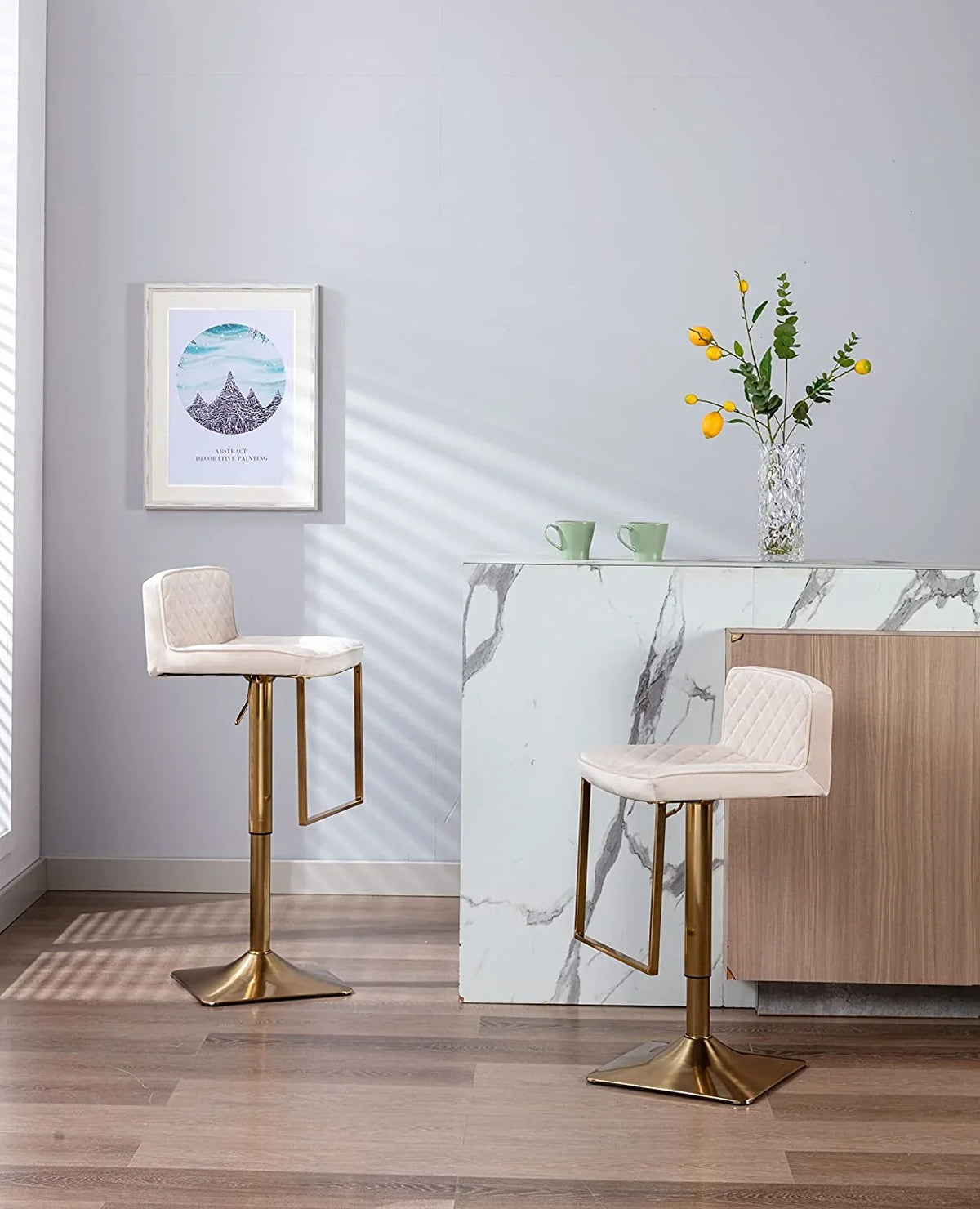 Stools Chairs Set Modern xrboomlife for of Height para Barstools Island Counter Gold Chair Stools cocina barra (Ivory Stools Adjustable Height Velvet sillas Kitchen de Island Swivel