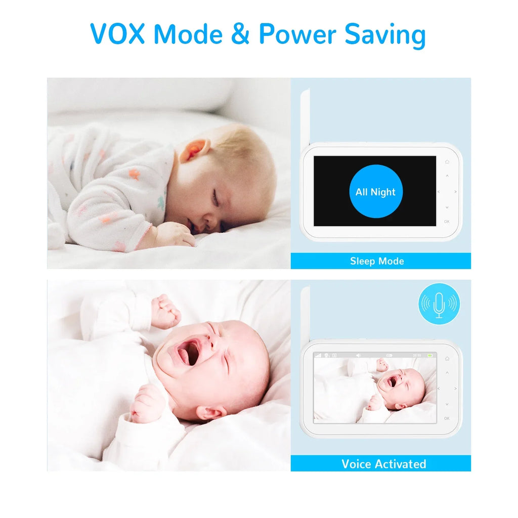 Vision,Tem-Sensor, Auto Camera Talk, 1080P Febfoxs Wifi Baby with & Night Audio, Monitor Screen Pan&Tilt&Zoom, Two-Way No LCD 4.3"