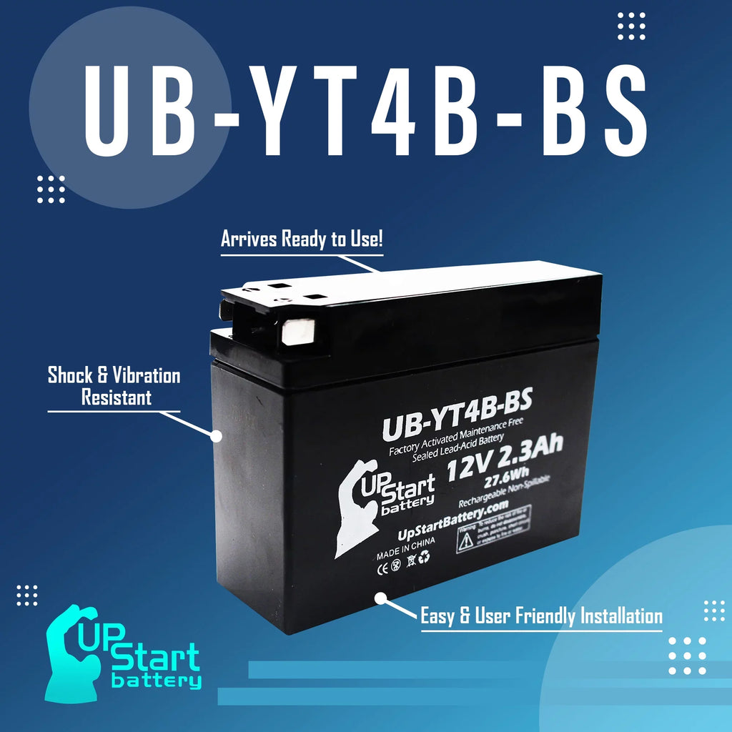 UB-YT4B-BS Battery SR400 Maintenance Factory for 5-Pack Yamaha - 2.3Ah, Activated, 400CC Motorcycle Battery 2005 Replacement Free, 12V, UpStart