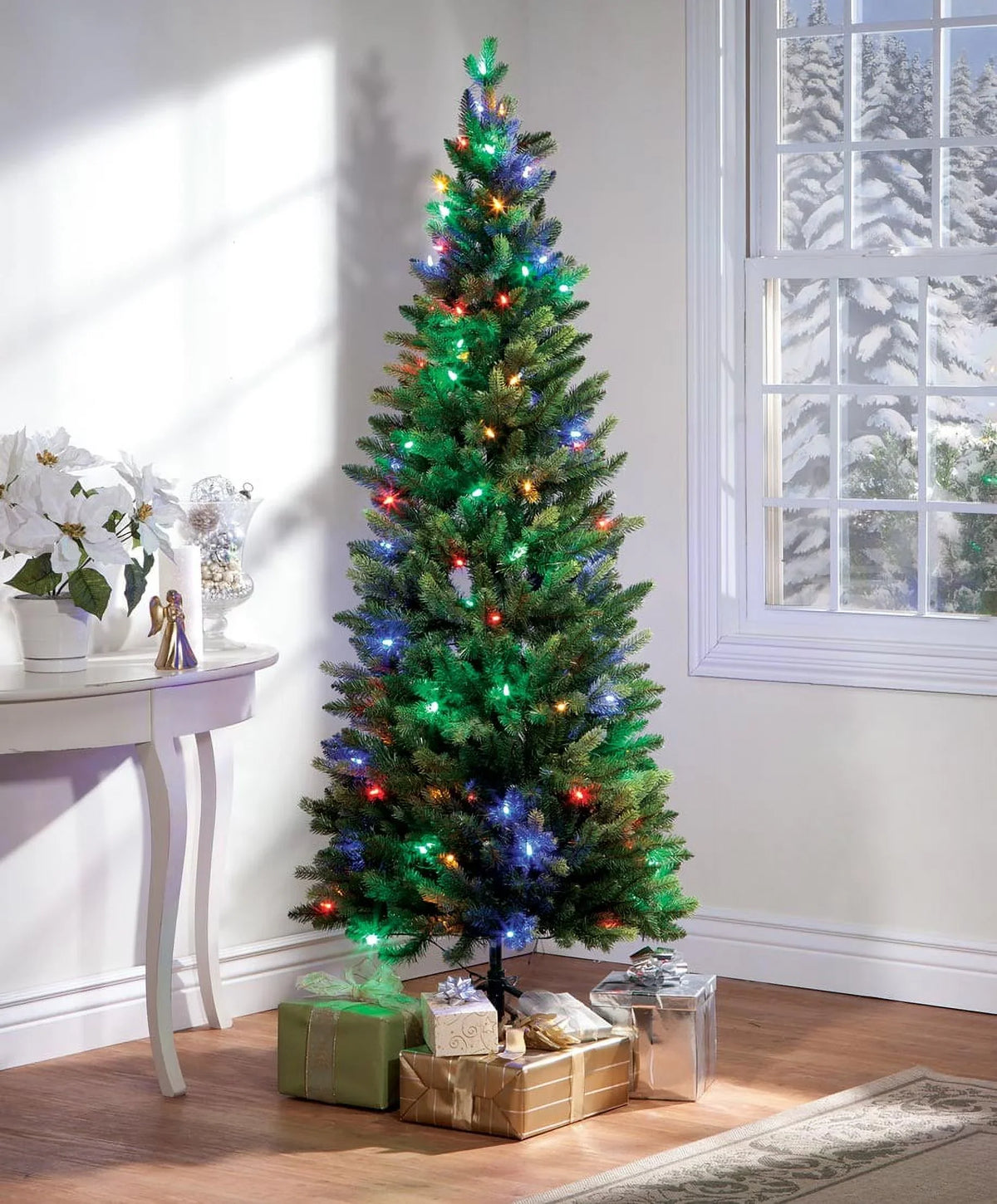 White Tree, and Colored Christmas LED Peak Lights Pre-Lit 6-Foot Holiday Fraiser-Like Color Changing Multi