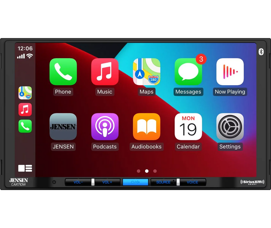Input and Bluetooth | Receiver Multimedia Jensen CarPlay with Wired 7” Android SiriusXM-Ready Charging Wireless Auto l l Built-in l Wireless with CAR710W USB Mechless and Wired Apple