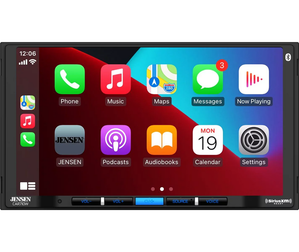 Input and Bluetooth | Receiver Multimedia Jensen CarPlay with Wired 7” Android SiriusXM-Ready Charging Wireless Auto l l Built-in l Wireless with CAR710W USB Mechless and Wired Apple