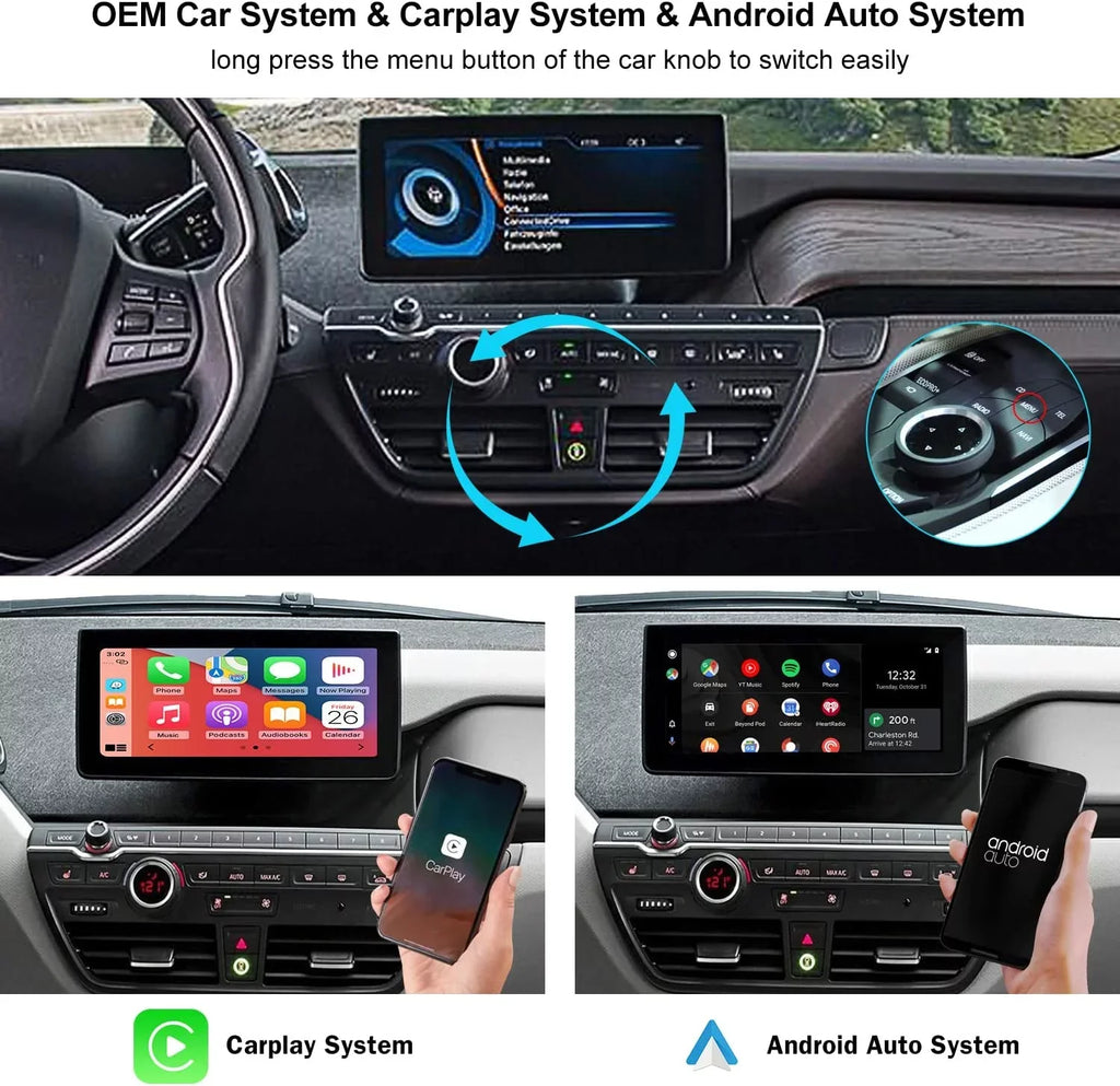 Top Auto, Support Road NBT Carplay 2012-2017 Reverse Decoder Android Original Car for Knob Camera, i3 Control Wireless I01 Kit Year, Retrofit System BMW Mirrorlink,