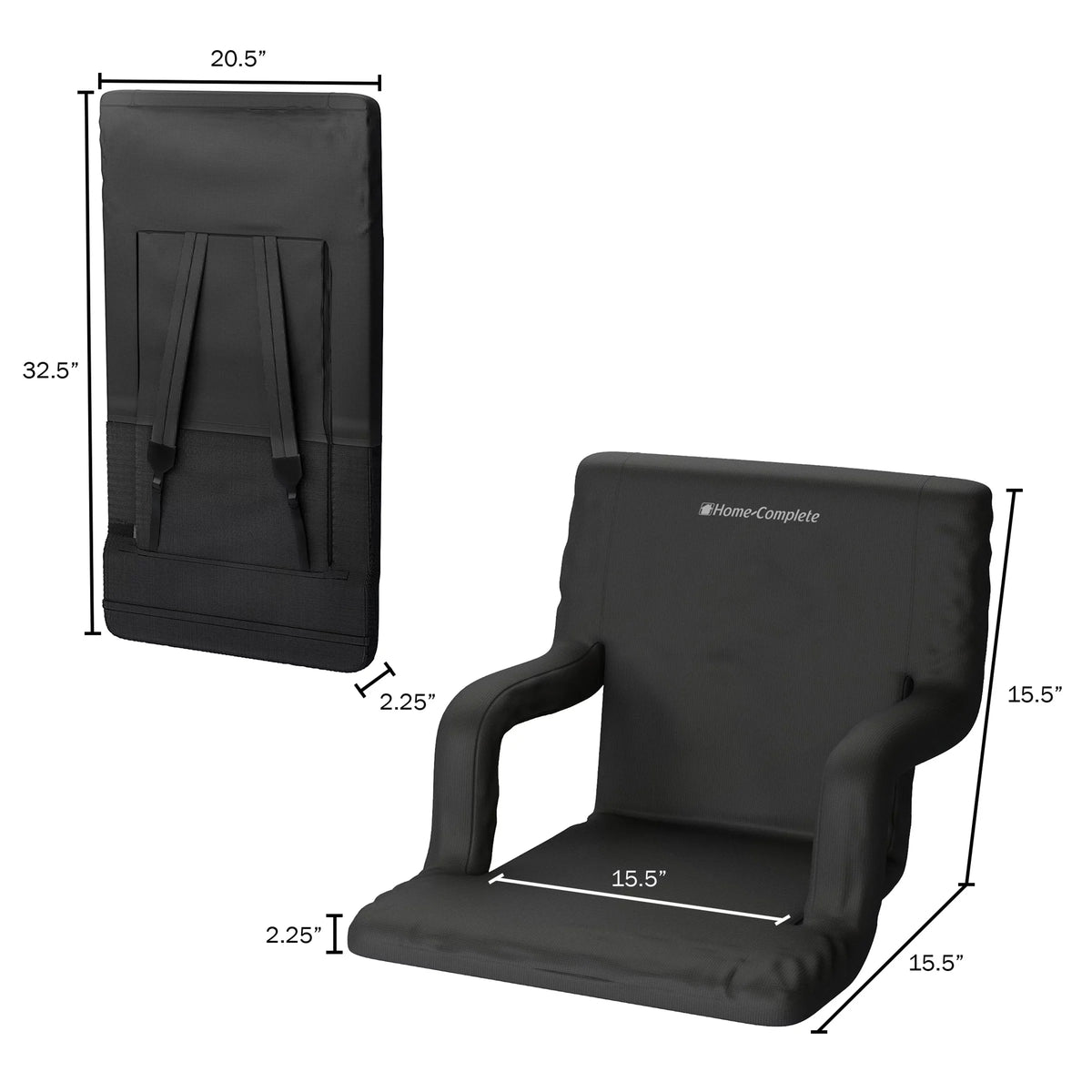 Seat Bleacher Positions Carry Stadium with Portable Home-Complete Support, Reclining Back 6 Cushions Padded Straps Pack- Chair, By 2 Armrests, and