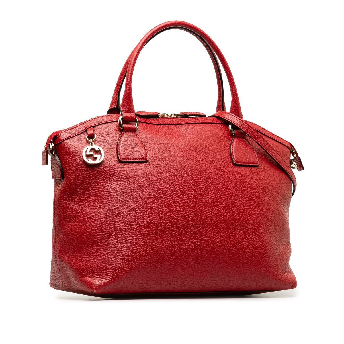 Pre-Owned Charm Unisex Calf Authenticated Gucci Red Dome (Good) Convertible Leather Satchel GG