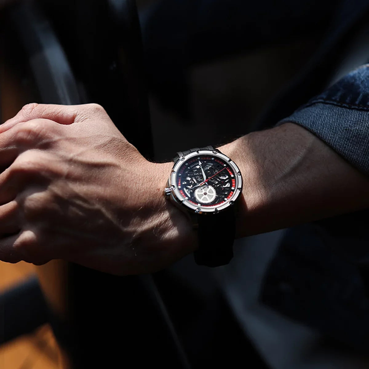 Mechanical for Mens Watch Fashion Waterproof Watch JV7011A1 Watch Skeleton JUVET Automatic Men