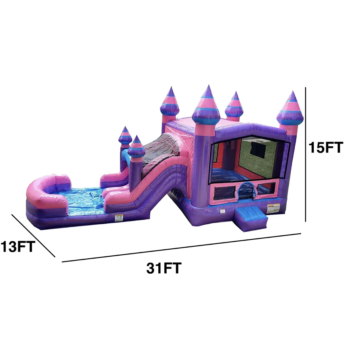 Includes Bouncer Blower, Stakes Inflatable Use, Wet Storage, and Kids, for Purple Dual Duty Dry Playset, Grade with Adults Pink Commercial JumpOrange and Heavy Princess Blowup Slide,