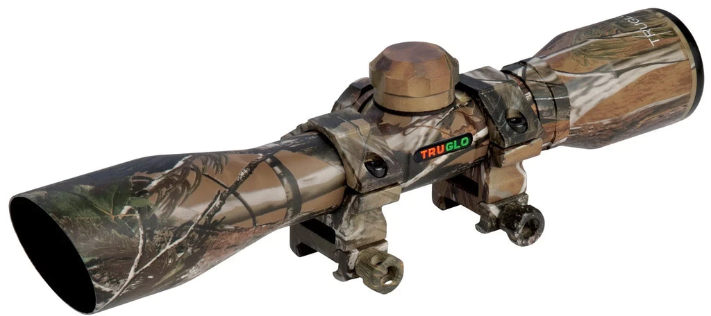 Truglo 32mm 1" TG8504CD FOV Compact yds Obj 22.5 Diamond 4x Realtree 100 Tube @ ft APG