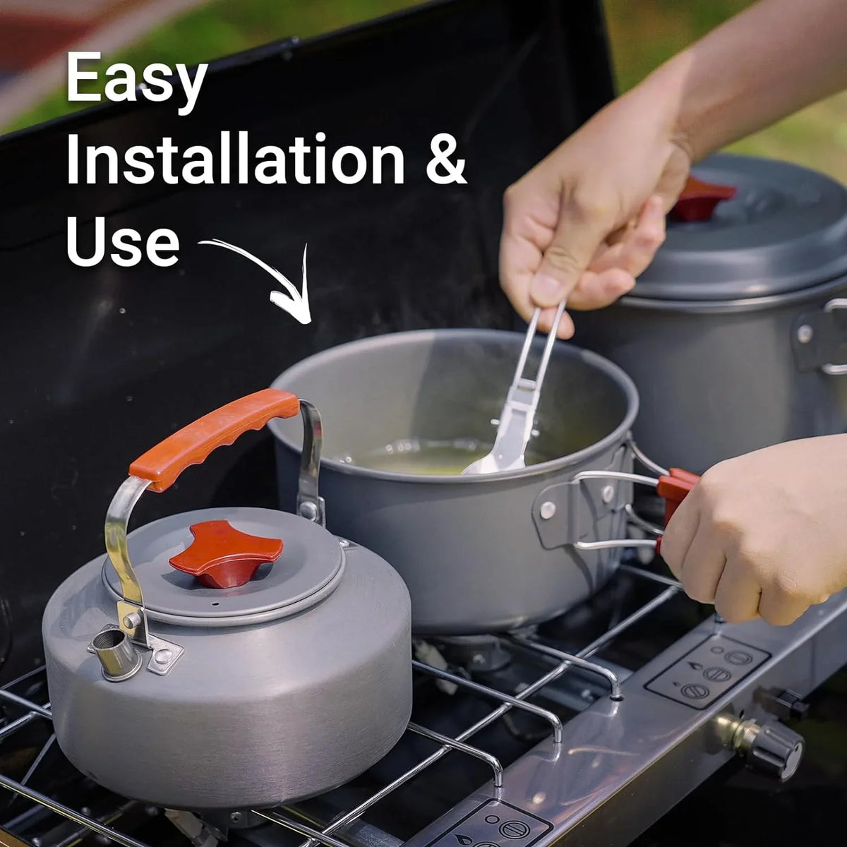 Push-Button Adjustable Camp Grill, and Ignition, 3-Burner 3 Camping Handle with Built-in Propane Portable Carrying Stove Stove 19800 Burners Camping BTUs, Portable Instant