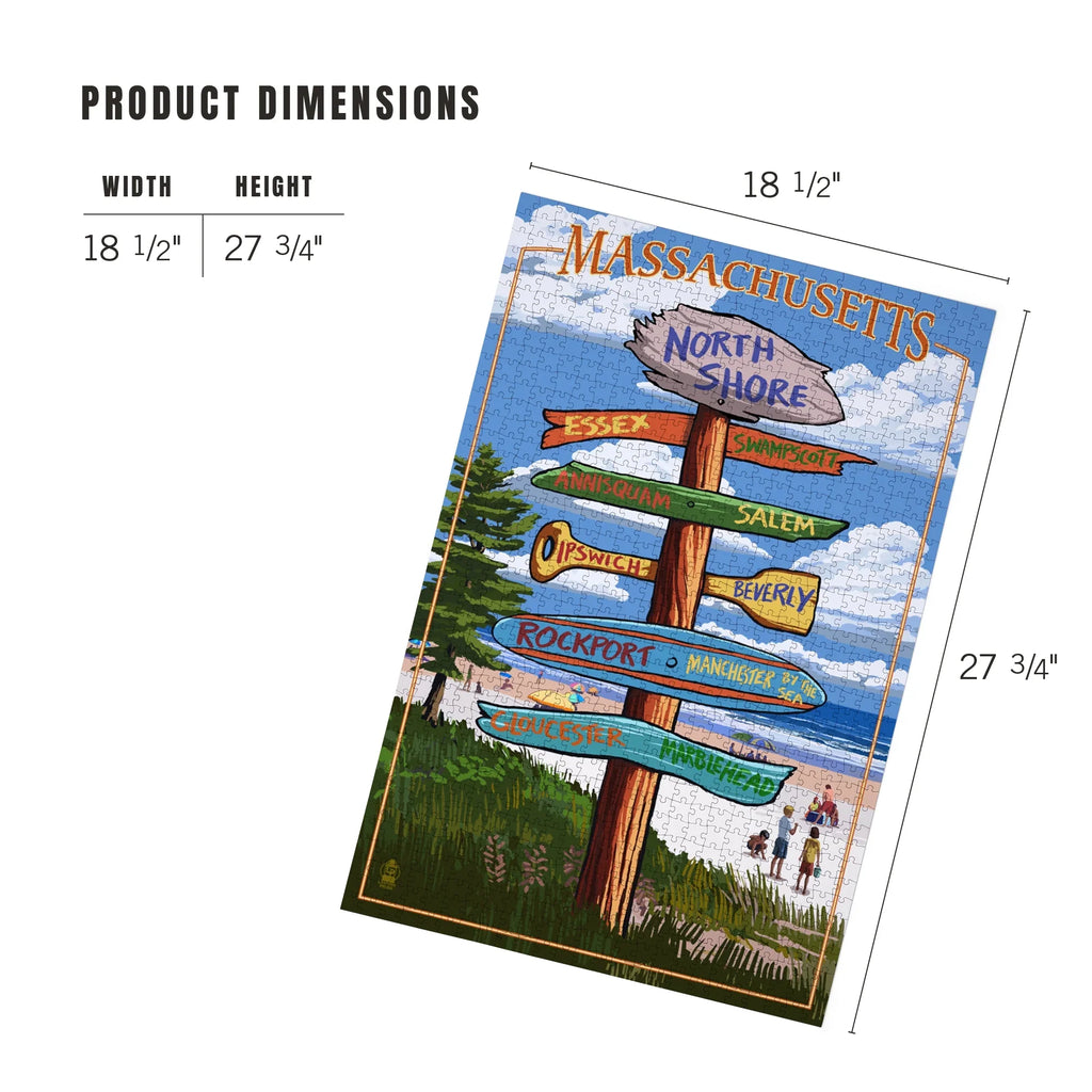 Jigsaw Massachusetts, North Press Piece Shore, Sign Lantern 1000 Puzzle, Destinations