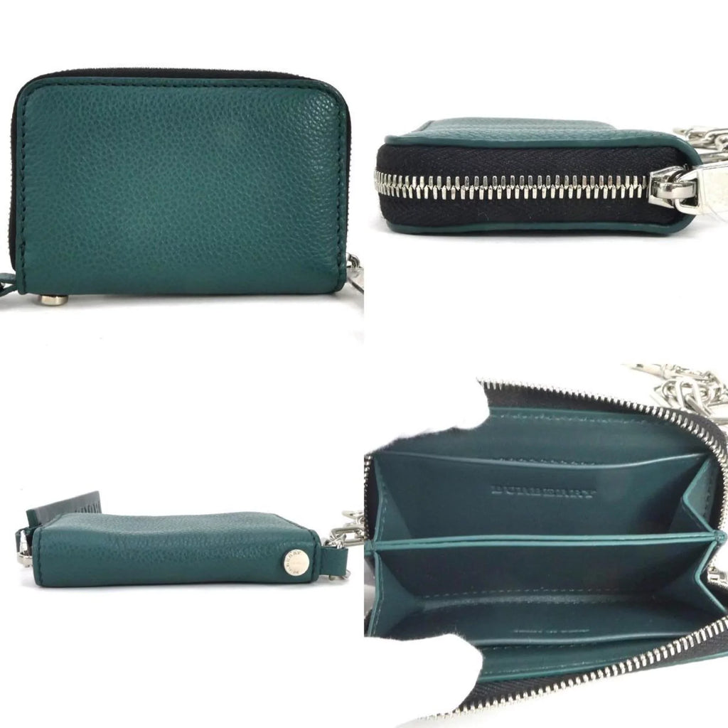 Burberry Pre-Owned leather green metal BURBERRY case coin (Good) men's /