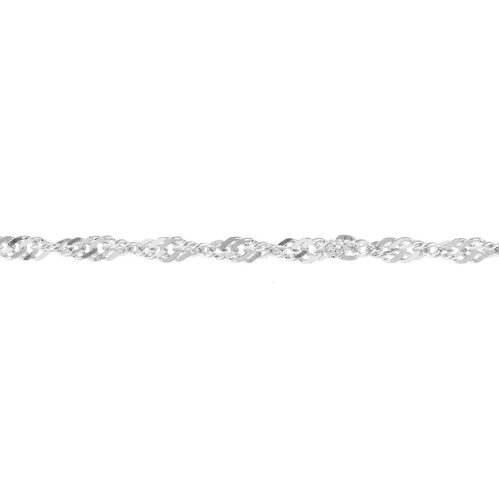 Anklet White Gold Adjustable Singapore 1.7mm 14K Women's 9"-10"