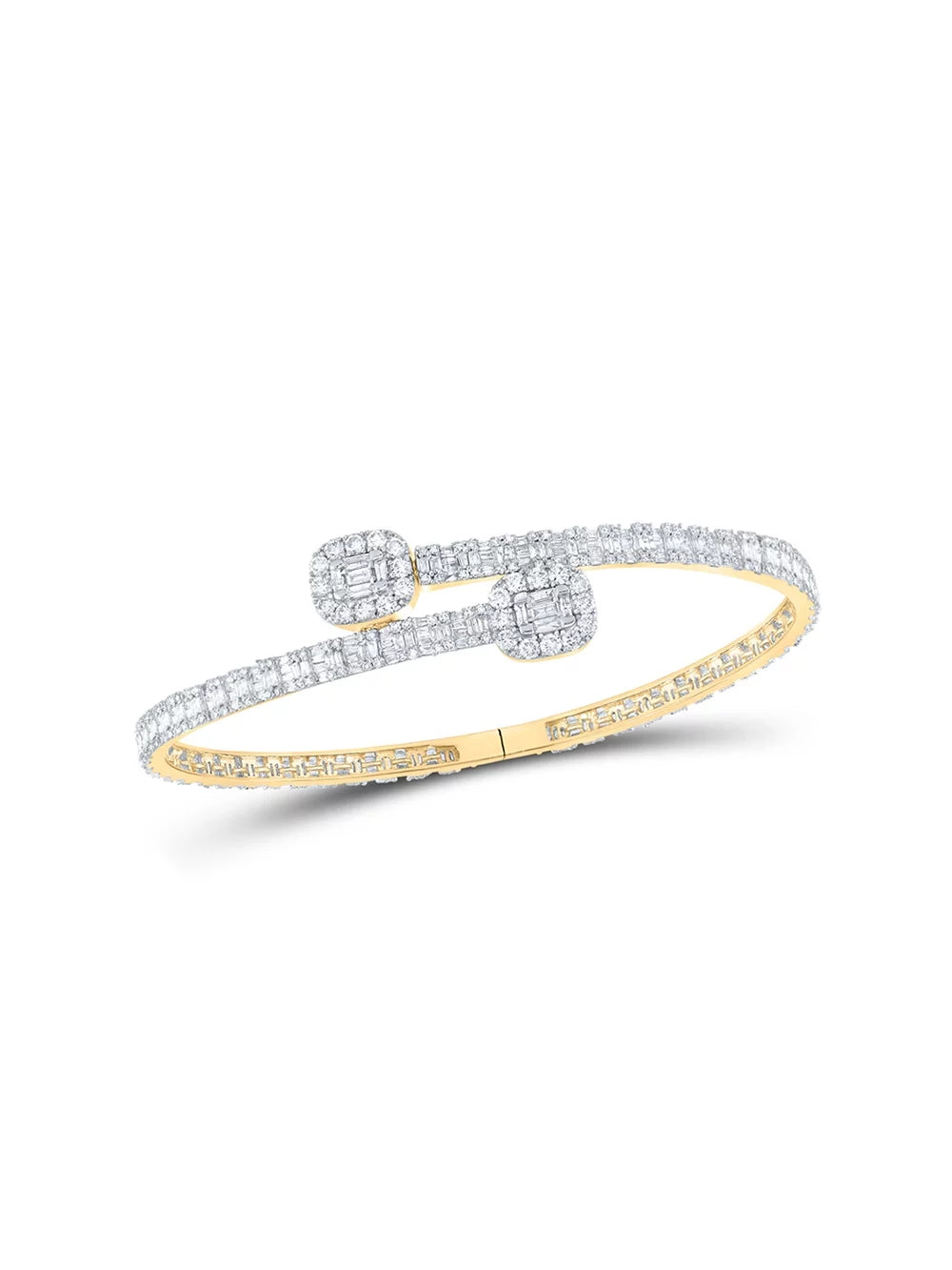 4-1/4 Yellow Cttw Cuff Gold Queen Diamond Mens Bangle Diamond 14kt Bracelet Baguette