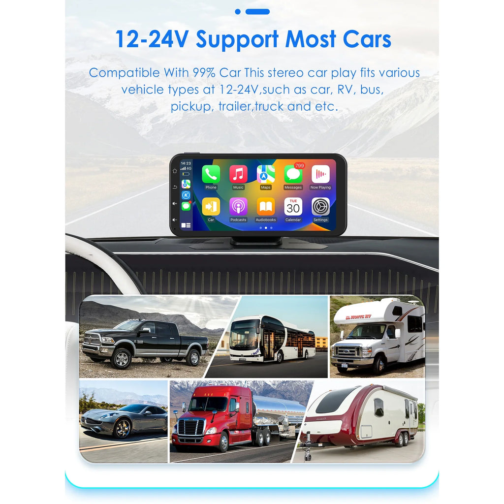 Carplay 360° Apple 6.25" Ossuret Navigation Camera Bluetooth Android Touchscreen Receiver Wireless Car Backup Auto Adjustable Stereo With Support GPS Audio Radio