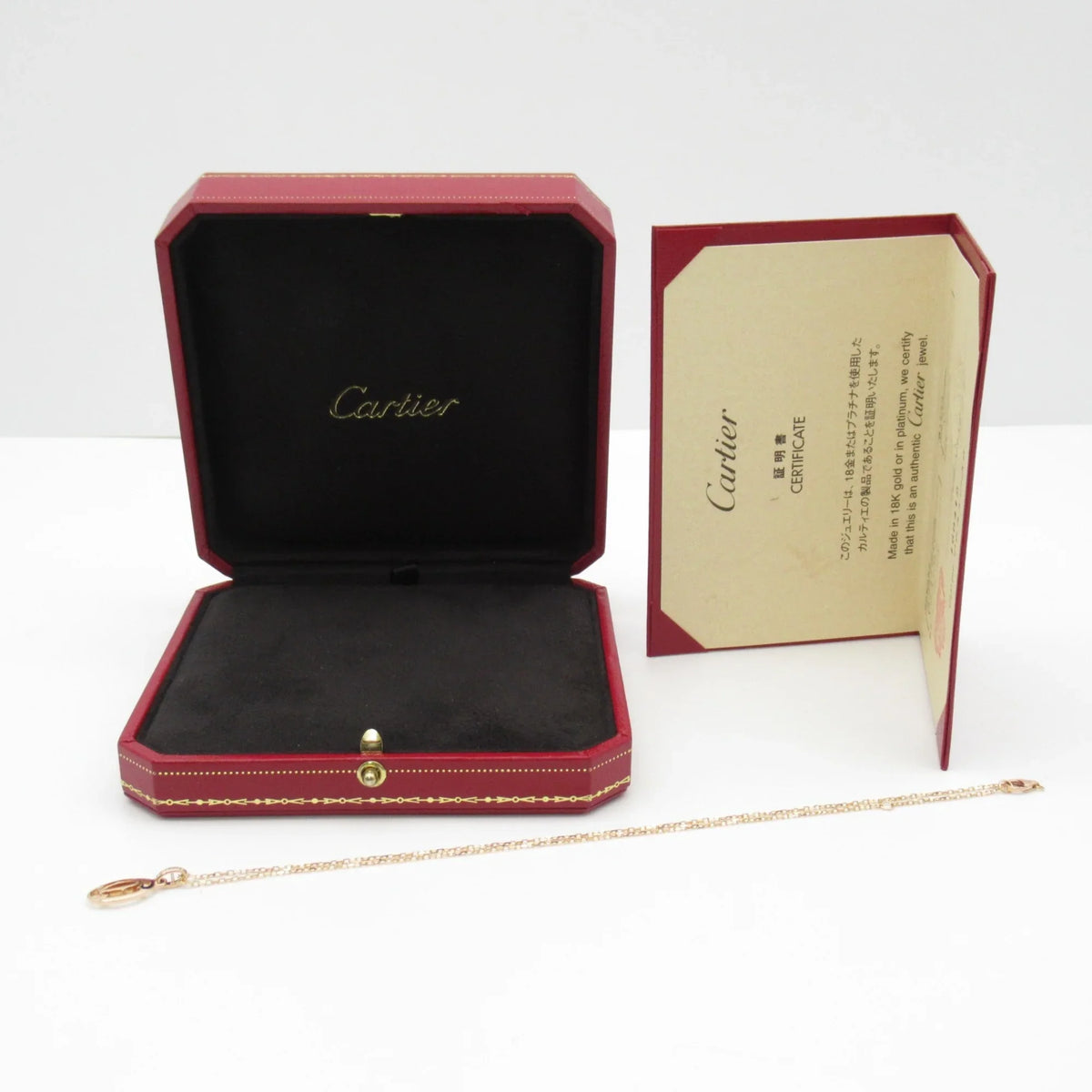 Necklace Clear diamond Necklace Pre-Owned Logo (Good) double CARTIER Gold) Clear K18PG(Rose