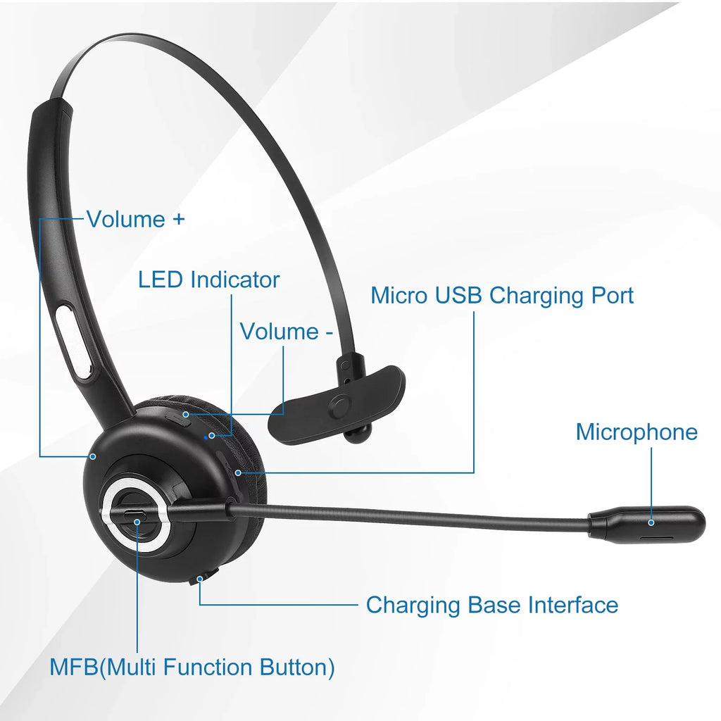 Microphone, with for Charging Function Cell Wireless UX-M97 Noise Bluetooth Headset Mic G61 Comfortable Base Phone Charging Dock Headset Isolation with BLU With Mute Headset, Wireless