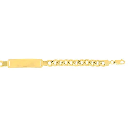Link Lite Clasp JewelStop Gold Cuban 14k 8.5 Miami ID-Bracelet, Inches, 8mm Men's Lobster 19.2gr. Yellow