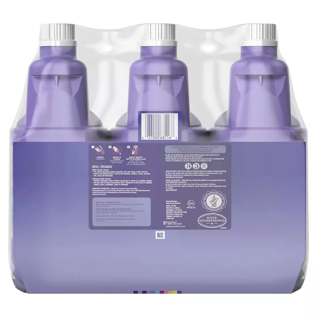 Febreze Swiffer Lavender Floor Multi-purpose Cleaner WetJet 3 Scent, Solution, Comfort ct./1.25L and Vanilla