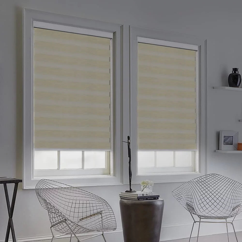 with 29" Beige L, Treatments Light Window Cover, x Roller Dual Sheer Shades Blinds Blinds and for Control for Striped Day LUCKUP Night, Zebra Layer 72" W Shades Windows, Valance