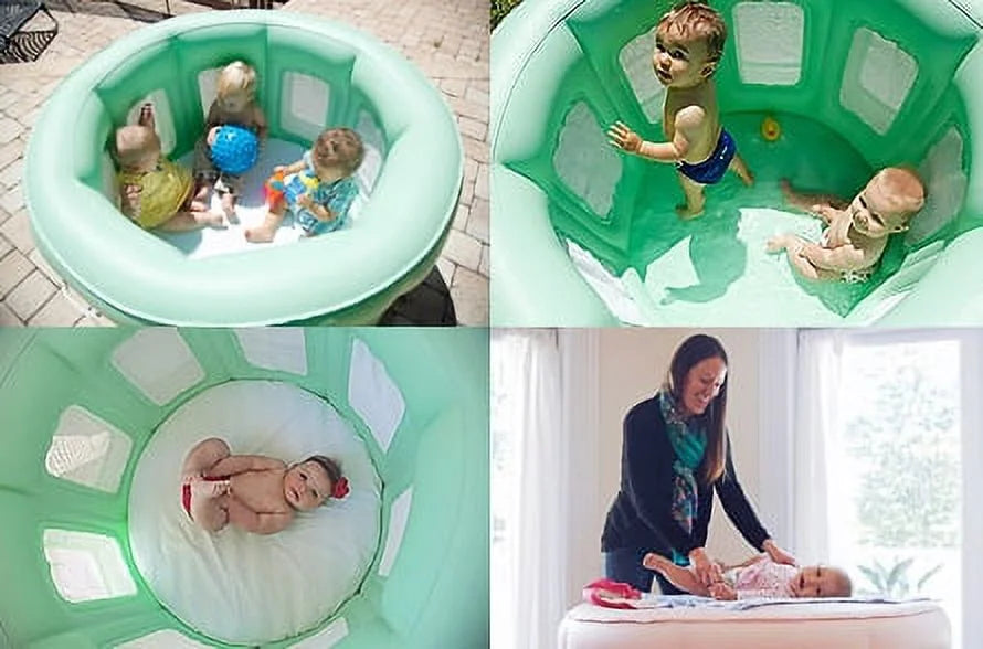 to Portable Room Baby Yard Play Swim Grow Central Inflatable 4-in-1 Green