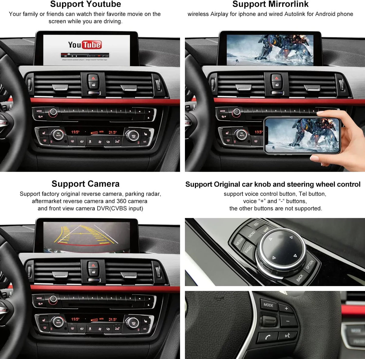 Top Auto, Support Road NBT Carplay 2012-2017 Reverse Decoder Android Original Car for Knob Camera, i3 Control Wireless I01 Kit Year, Retrofit System BMW Mirrorlink,
