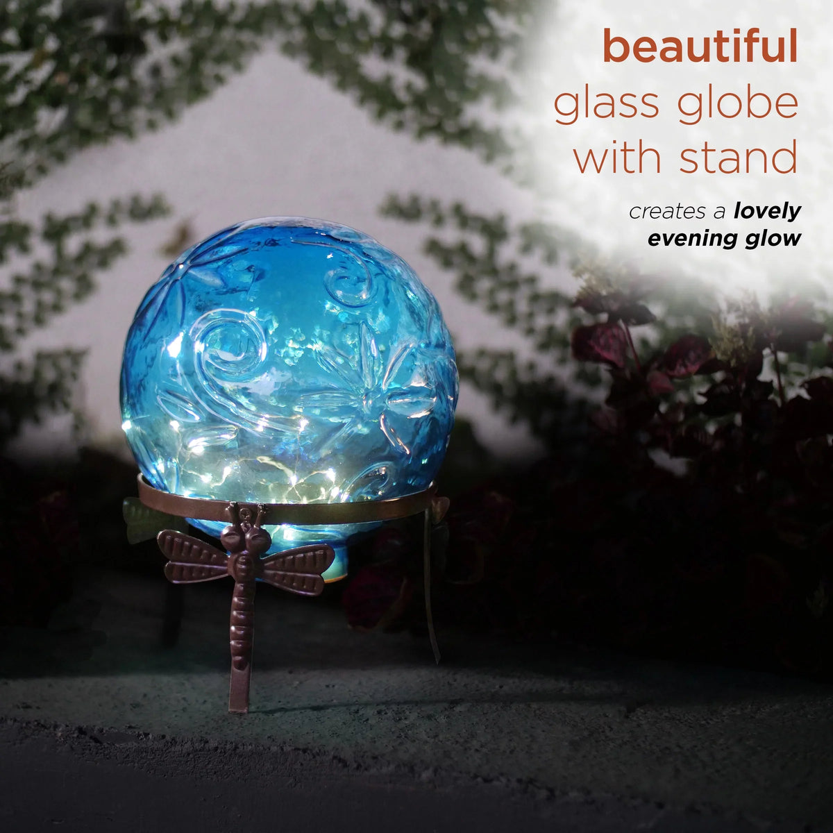 Gazing 10" W Glass L Blue H Corporation Embossed x Alpine 10" 13" Light-up x Globe,