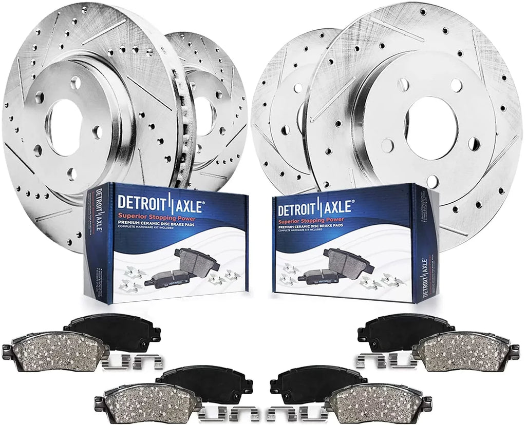 Caravan Detroit Routan Brakes Ceramic Slotted Disc Country Rotors Volkswagen Rear Grand Dodge Brake Town 11.89" Journey - Axle Front & Pads & 12" Replacement Brake Chrysler Kit Drilled for