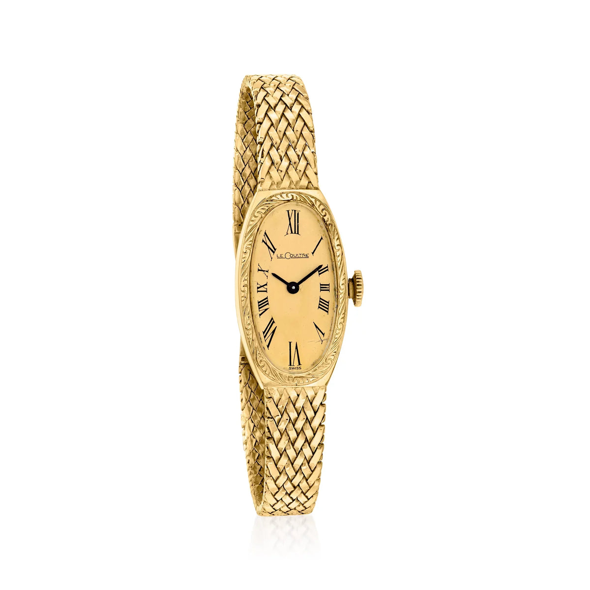 Watch, Pre-Owned Yellow 1970 Mesh C. 14kt Ross-Simons Women's, Lecoultre Adult, Vintage Gold