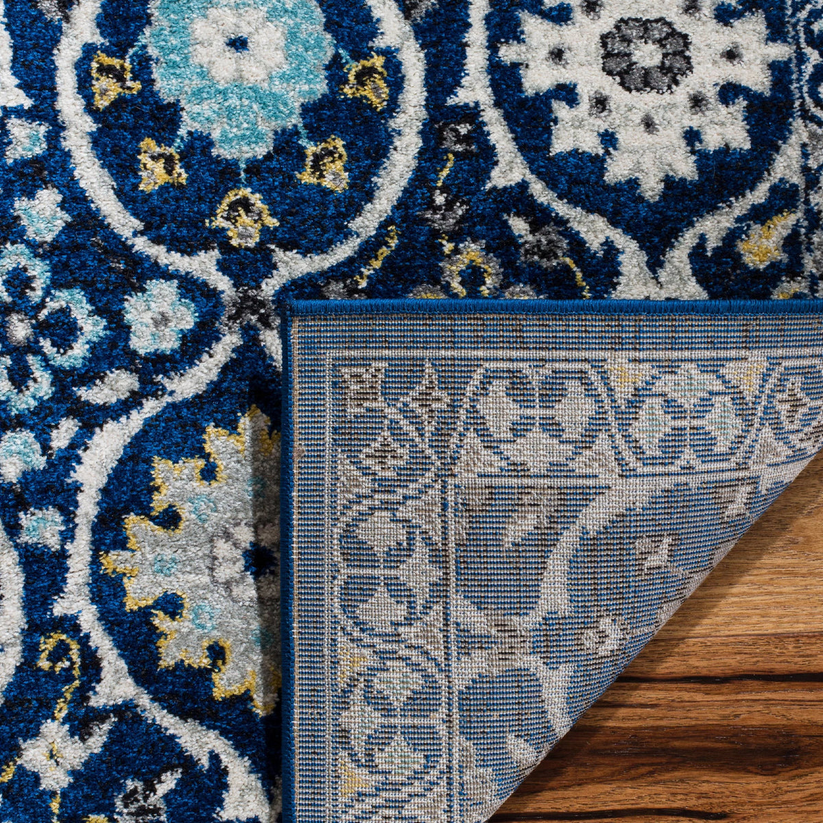 7' SAFAVIEH Charlotte x Floral Rug, Runner Geometric Evoke 2'2" Royal/Ivory,