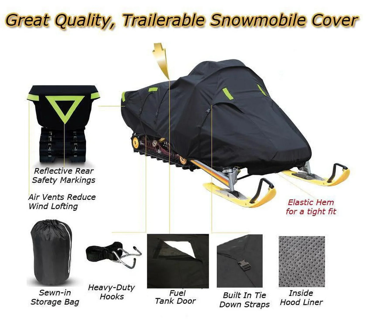 ONE Snow 600 Cover Arctic Snow 2020-2020 CAT Cat M Sled 8000 ALPHA model for ES 165, Compatible MOUNTAIN snowmobile Gear Denier Trailerable Machine