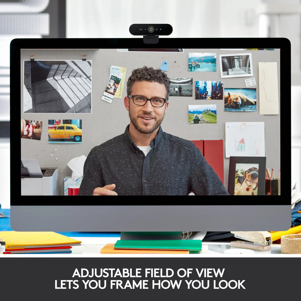 Logitech Noise-Canceling Webcam with and Pro 4K HDR Black Mics,